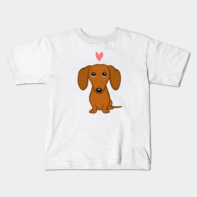 Dachshund Valentine | Cute Wiener Dog with Heart Kids T-Shirt by Coffee Squirrel